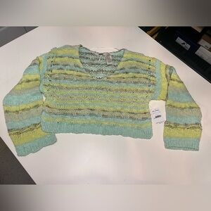 Free People NWT sweater medium blue and green